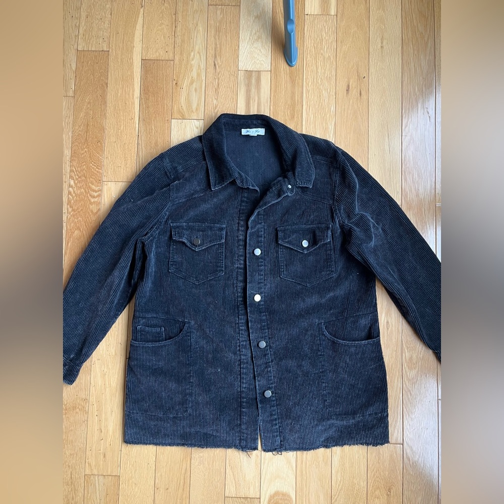 Vici Weathered Black Corduroy Shacket